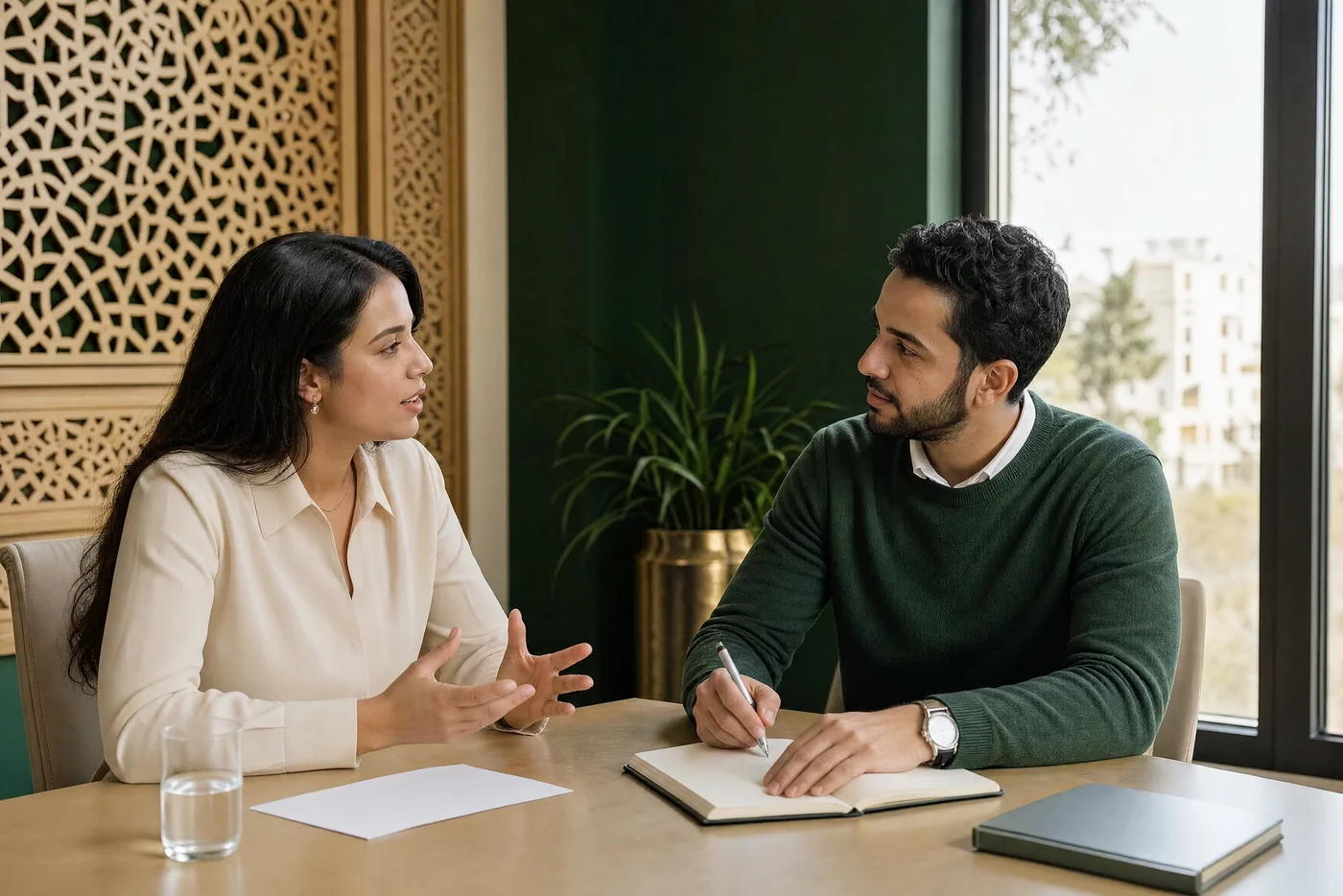 Deux professionnels marocains pratiquant l’écoute active lors d’un échange