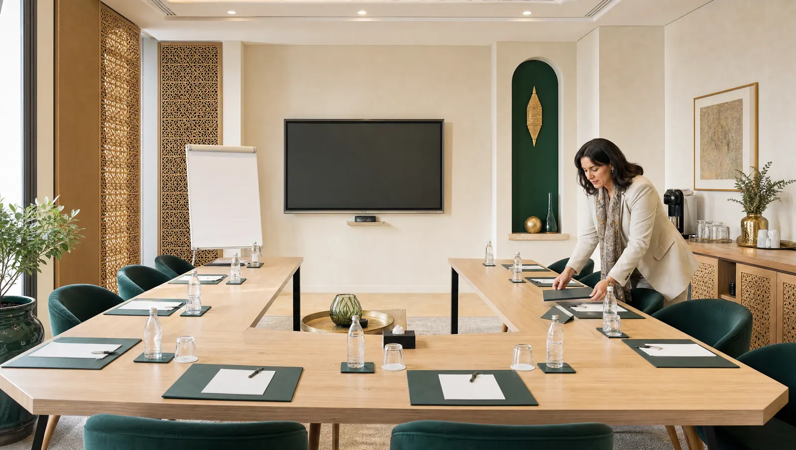 Formatrice préparant une salle de formation professionnelle à Rabat